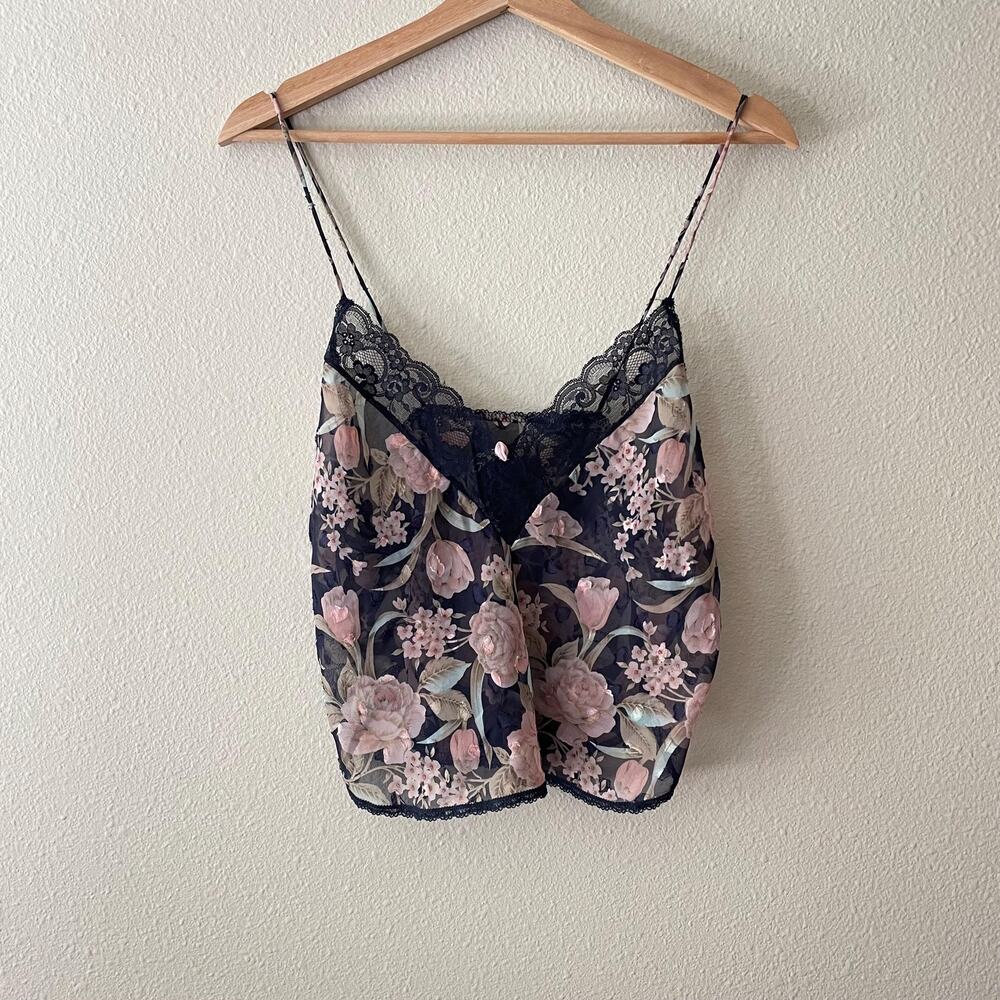 90s vtg sheer floral camisole tank top lingerie whimsigoth dark romantic fairy